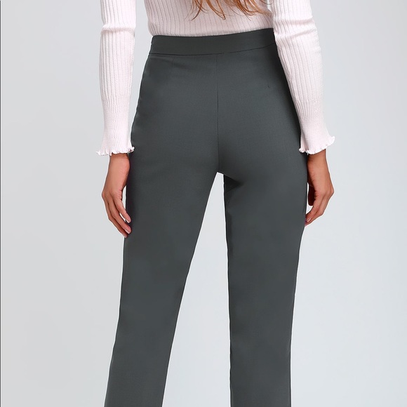 Lulus Aisha Charcoal Gray Trouser Pants - NWOT - Picture 2 of 8